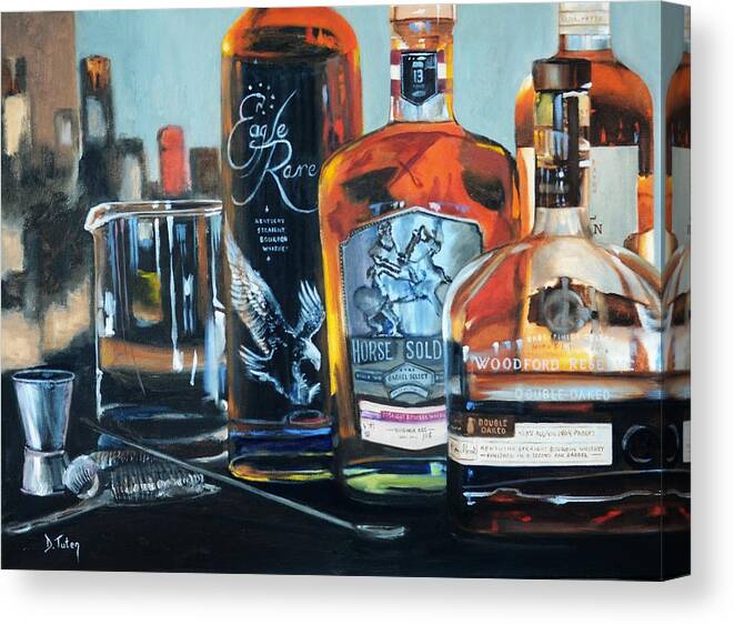 Bourbon Canvas Print featuring the painting Good Taste Bourbon Bar Painting by Donna Tuten