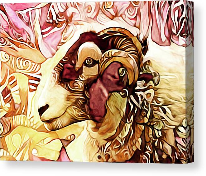 Ram Canvas Print featuring the pastel Got His Eye on Ewe by Susan Maxwell Schmidt
