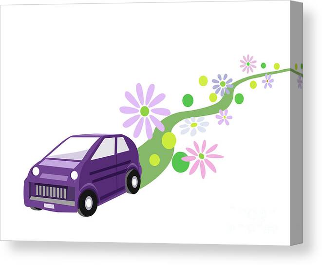 Illustration Canvas Print featuring the photograph Green Car by Spencer Sutton