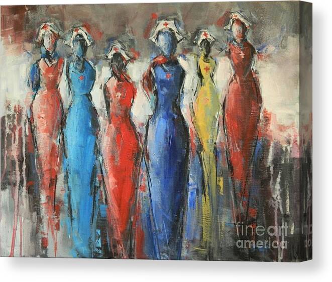 Nurses Canvas Print featuring the painting Guardians of Life by Dan Campbell