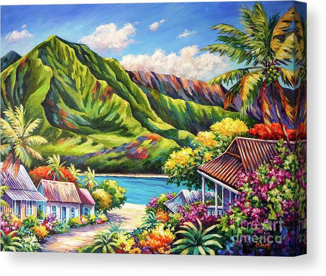 Kauai Canvas Print featuring the painting Hanalei in Bloom 2021 by John Clark