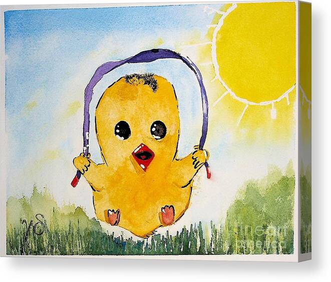 Whimsy Canvas Print featuring the painting Happy Duckie Summer by Valerie Shaffer