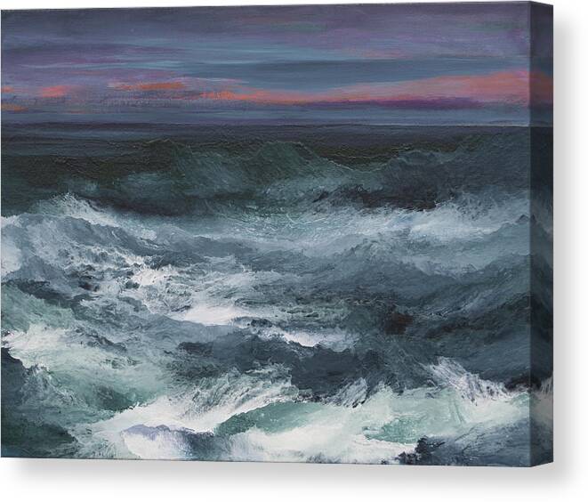 Water Canvas Print featuring the painting He Stilled the Storm by Linda Bailey