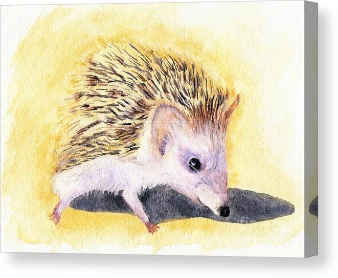 Hedgehog Canvas Print featuring the painting Hedgehog by Vicki B Littell