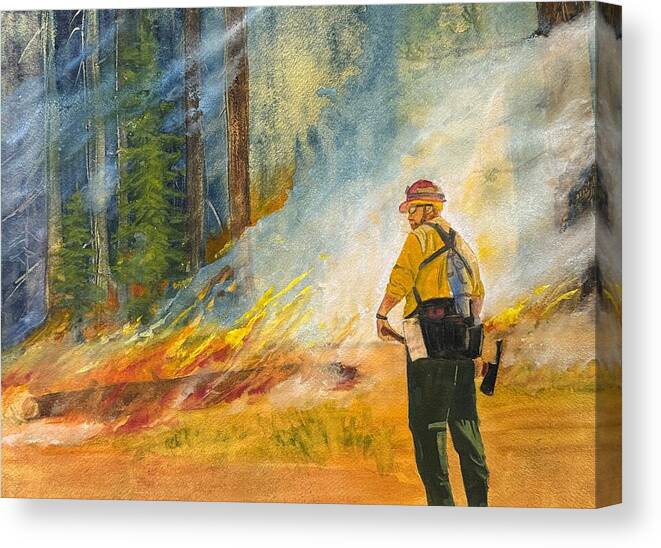 Engine Foreman Canvas Print featuring the painting Holding by Tonja Opperman