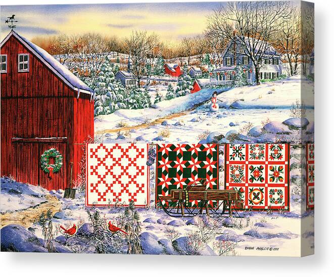 Red Barn Canvas Print featuring the painting Holiday Airing by Diane Phalen