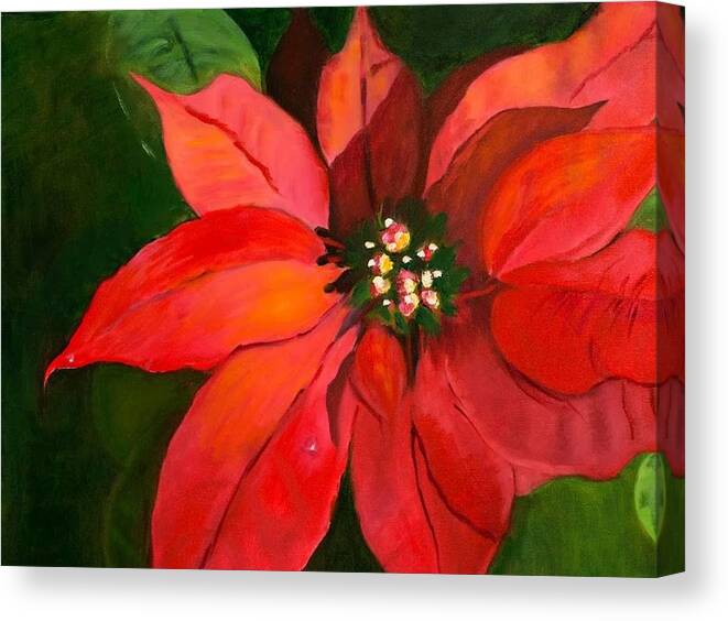 Poinsettia Canvas Print featuring the painting Holiday Dancer by Juliette Becker