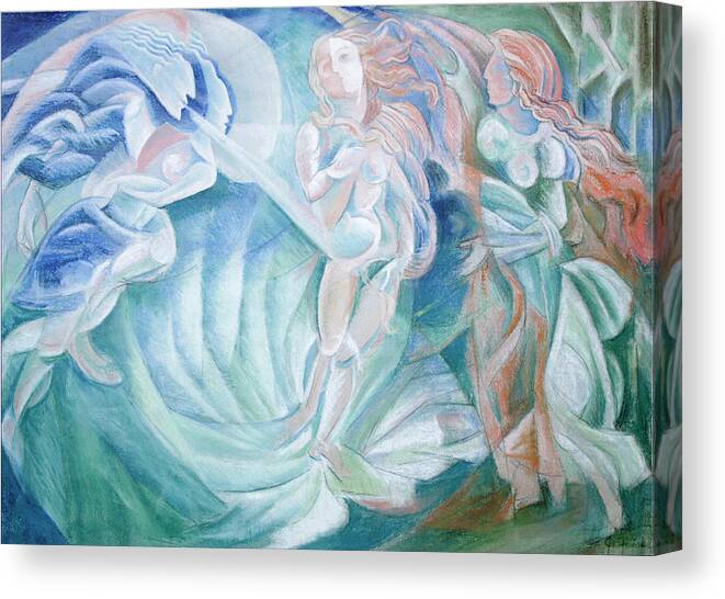 Sandro Botticelli Canvas Print featuring the pastel Homage to Botticelli by Judy Frisk
