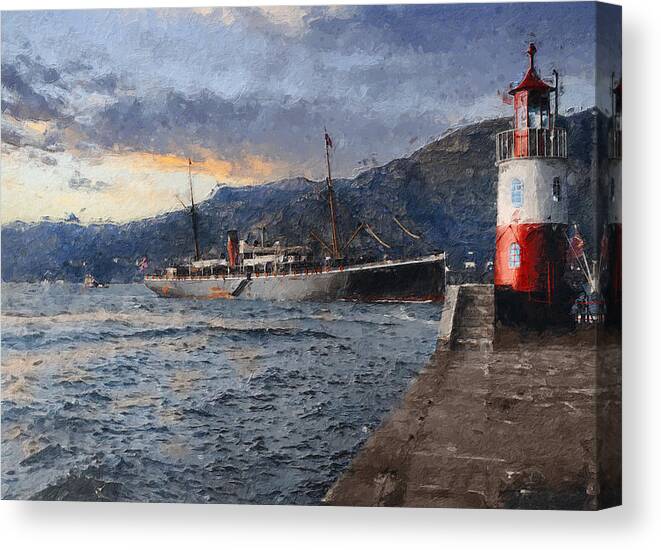 Steamer Canvas Print featuring the digital art Home before dark by Geir Rosset