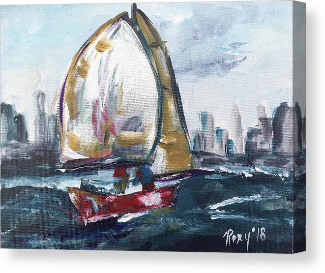 Big Sail Canvas Print featuring the painting Hudson Sailing by Roxy Rich