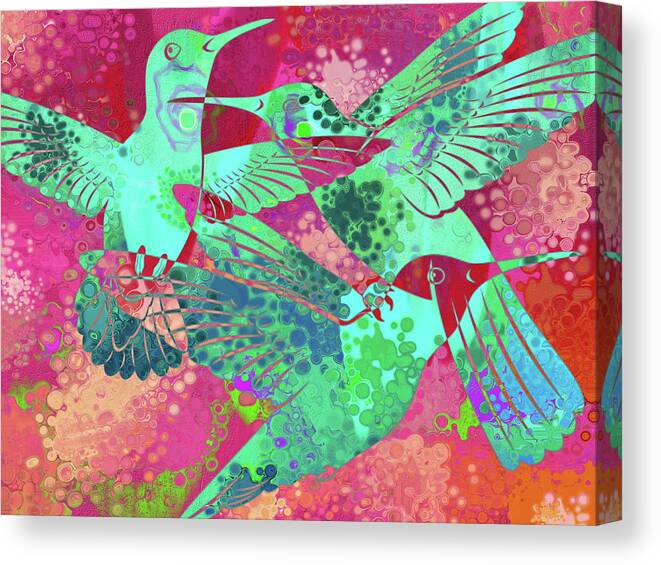 Humming Birds Canvas Print featuring the digital art Hummers by Sandra Selle Rodriguez