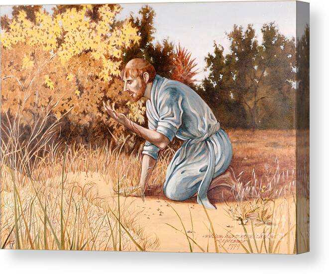 St Francis Canvas Print featuring the painting I Will Hold Out My Hand and My Heart Will Be In It -1979 by William Hart McNichols