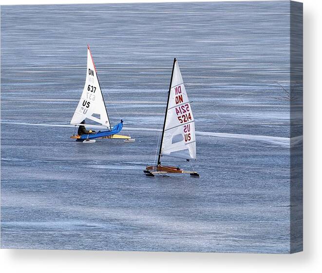 Madison Canvas Print featuring the photograph Iceboats on Lake Monona, Madison, WI by Steven Ralser