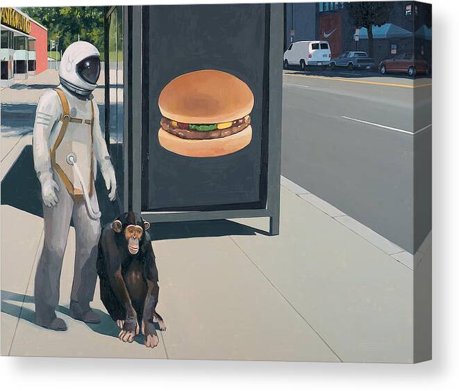 Monkey Canvas Print featuring the painting Intelligent Design by Scott Listfield