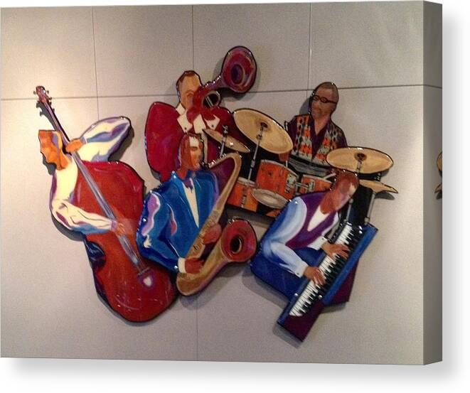 Jazz Canvas Print featuring the painting Jazz Ensemble V-custom by Bill Manson