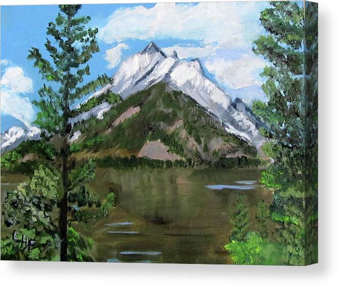 Tetons Canvas Print featuring the painting Jenny Lake in the Tetons by Linda Feinberg