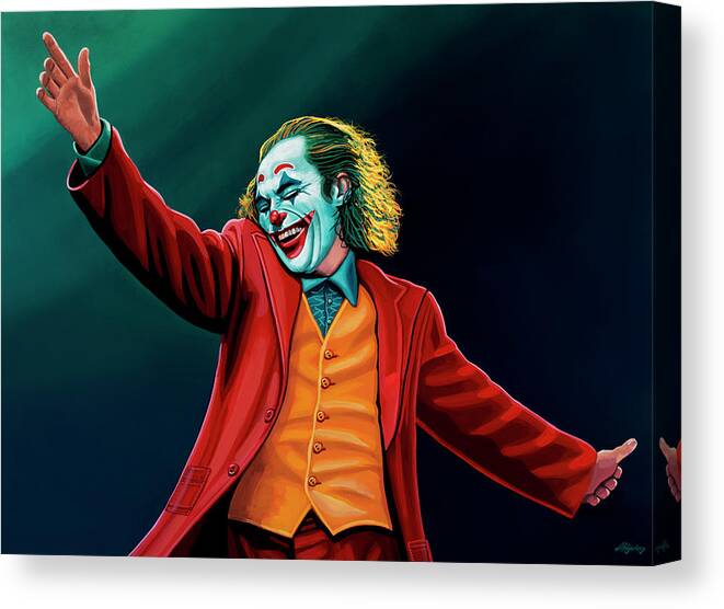 Joaquin Phoenix Canvas Print featuring the painting Joaquin in Joker Painting by Paul Meijering