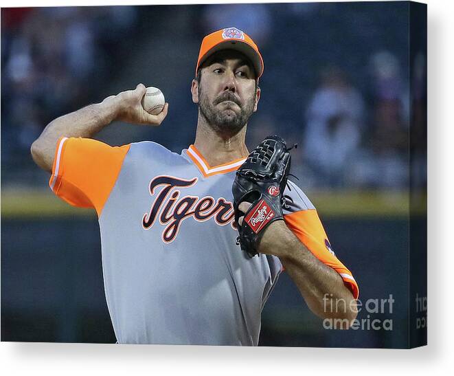 People Canvas Print featuring the photograph Justin Verlander by Jonathan Daniel