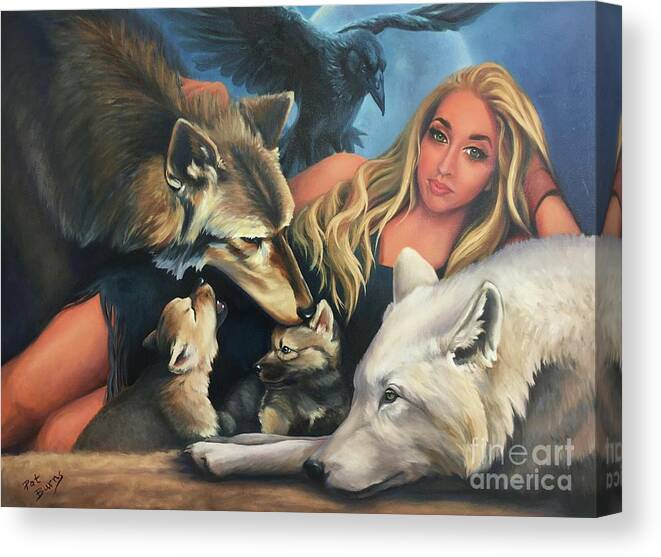 Wolf Canvas Print featuring the painting Kindred Spirits by Pat Burns