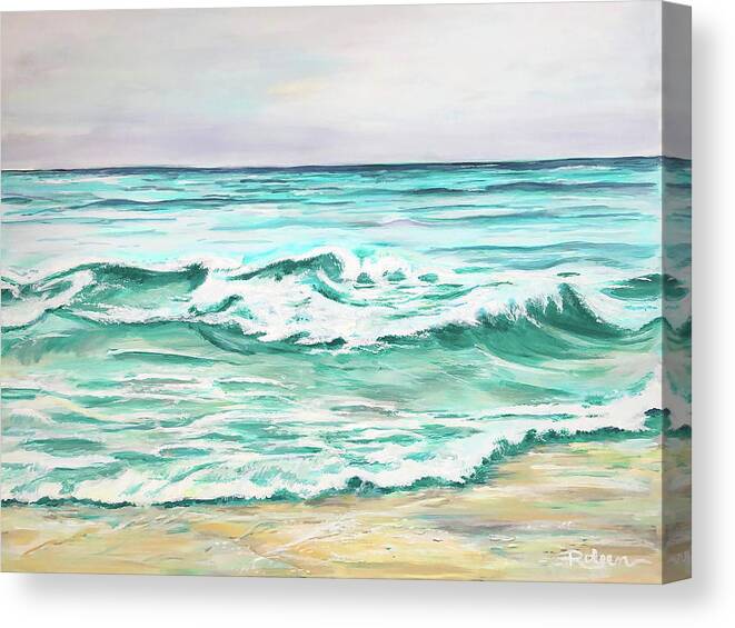 Beach Scene Canvas Print featuring the painting La Jolla Shore Stroll by Roleen Senic