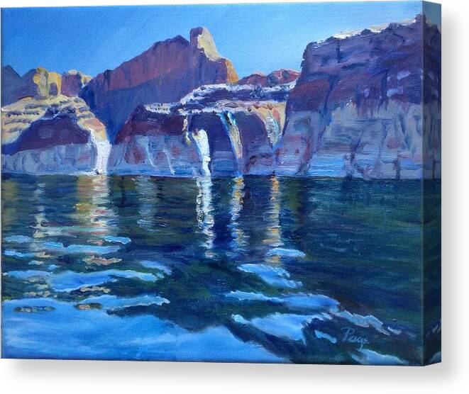 Lake Canvas Print featuring the painting Lake Powell Reflections by Page Holland