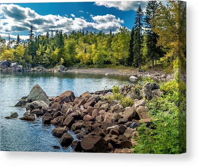 Landscape Canvas Print featuring the photograph Lake Superior Cove by Susan Rydberg