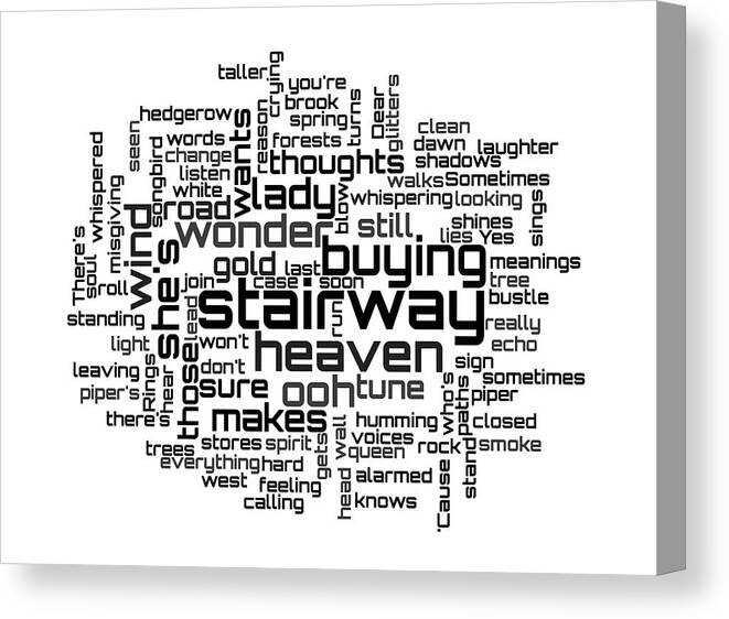 Led Zeppelin Lyrics Canvas Print featuring the digital art Led Zeppelin - Stairway to Heaven Lyrical Cloud by Susan Maxwell Schmidt