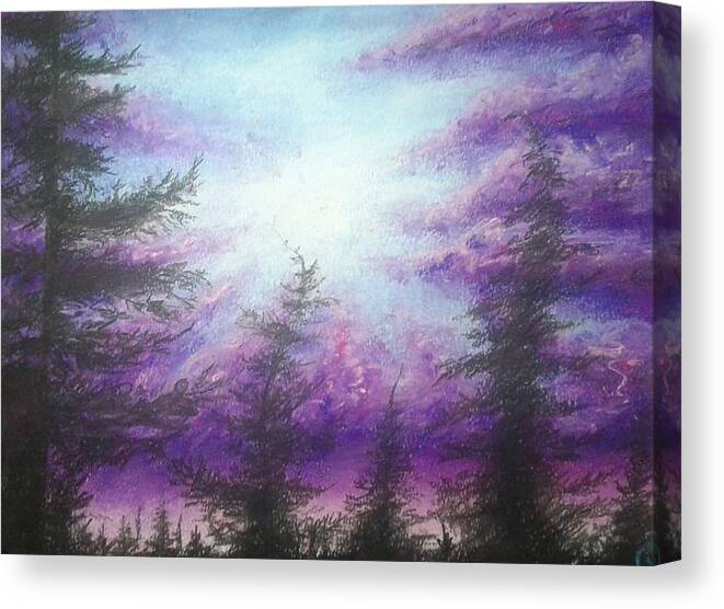 Purple Sunset Canvas Print featuring the painting Light Gaze by Jen Shearer