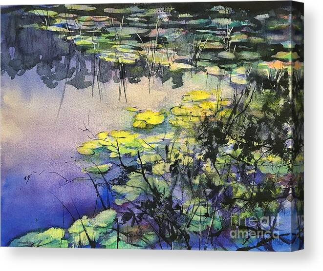 Lily Pads Canvas Print featuring the painting Lily pads painting by Chris Hobel