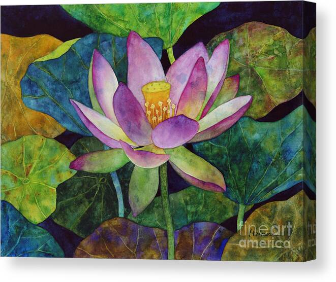 Watercolor Canvas Print featuring the painting Lotus Bloom by Hailey E Herrera