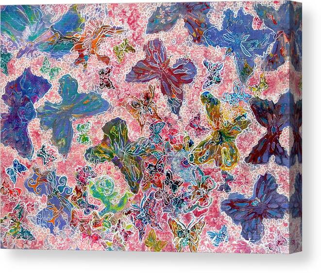 Ellen Palestrant Canvas Print featuring the painting Lunaberry Moths by Ellen Palestrant