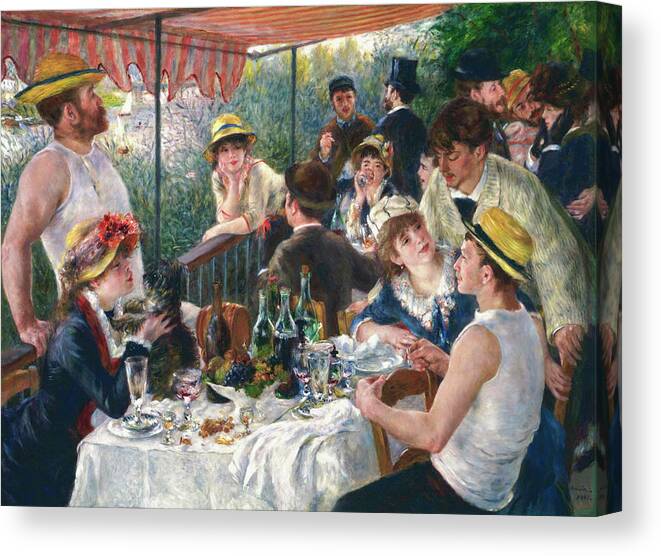 Luncheon Of The Boating Party Canvas Print featuring the painting Luncheon of the Boating Party by Pierre Auguste Renoir 1881 by Pierre auguste Renoir