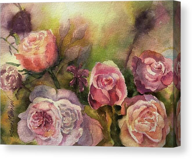  Canvas Print featuring the painting Lydias Roses by Tara Moorman
