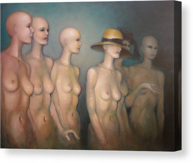 Realism Canvas Print featuring the painting Manneqiuns by Donelli DiMaria