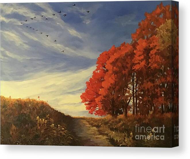 Fall Canvas Print featuring the painting Max Patch Path by Anne Marie Brown