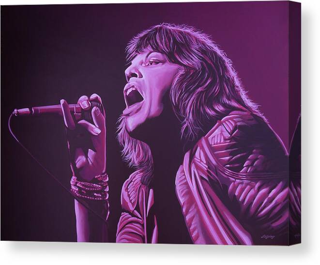 Music Canvas Print featuring the painting Mick Painting 2 by Paul Meijering
