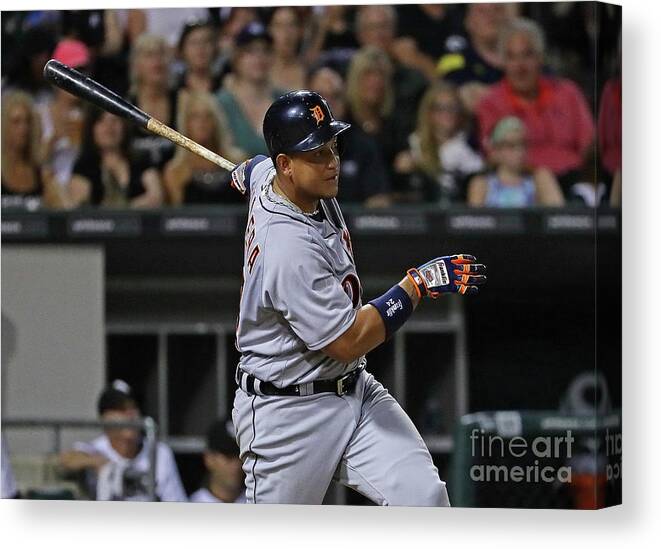 Three Quarter Length Canvas Print featuring the photograph Miguel Cabrera by Jonathan Daniel