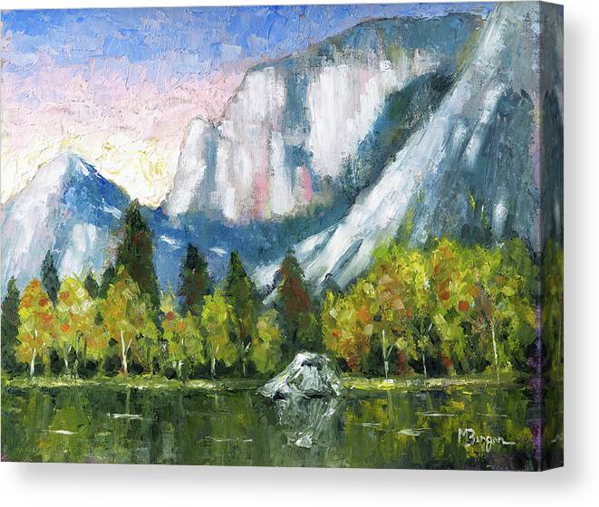 Landscape Canvas Print featuring the painting Mirror Lake, Yosemite by Mike Bergen