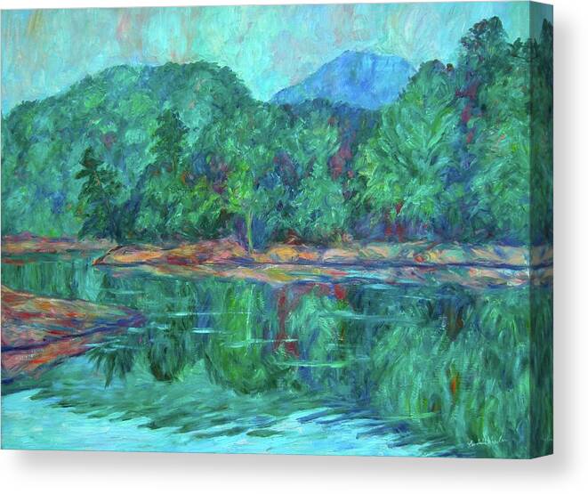 Landscape Canvas Print featuring the painting Misty Morning at Carvins Cove by Kendall Kessler