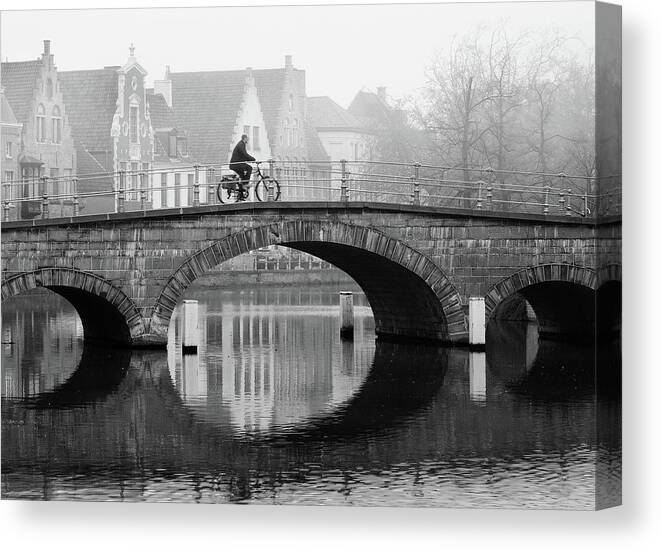 Bruges Canvas Print featuring the photograph Misty Morning in Bruges by Barry O Carroll