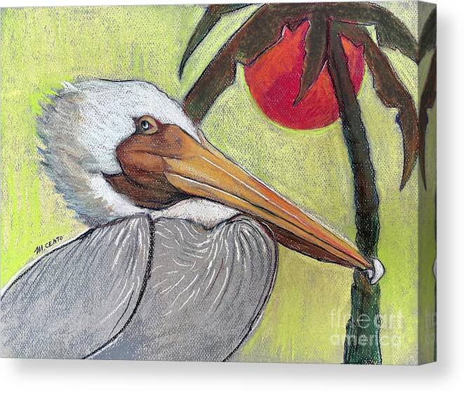 Pelican Canvas Print featuring the pastel Red Moon by Mafalda Cento