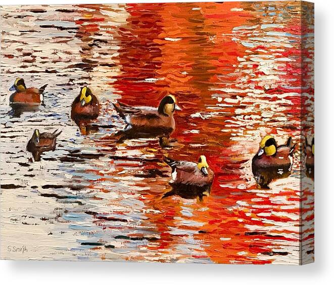 Ducks Canvas Print featuring the painting Morning Ducks by Shawn Smith
