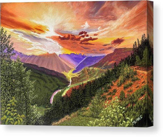 Smokies Canvas Print featuring the pastel Mountain Splendor by Marlene Little