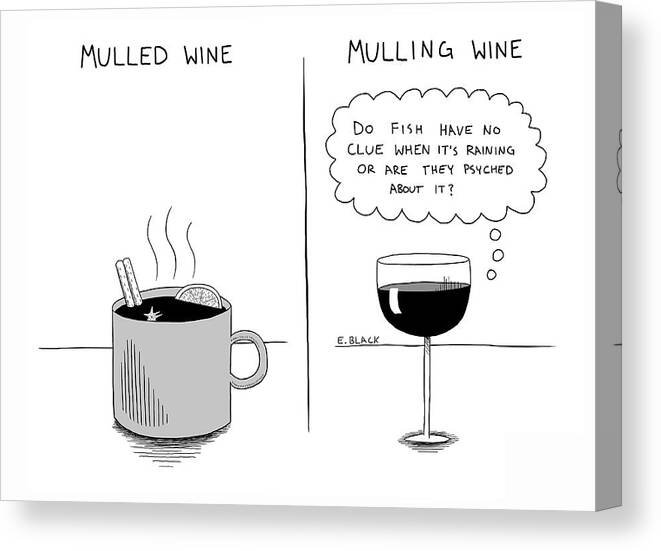 Captionless Canvas Print featuring the drawing Mulled and Mulling by Ellie Black