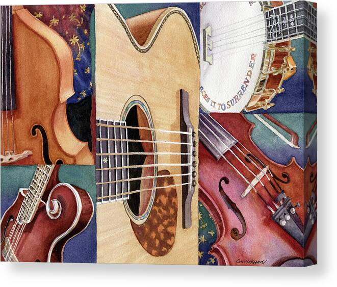 Music Painting Canvas Print featuring the painting Music Mosaic by Anne Gifford