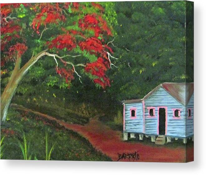 Flamboyan Canvas Print featuring the painting My Haven by Gloria E Barreto-Rodriguez