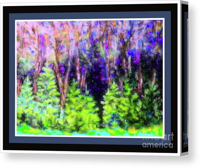  Canvas Print featuring the pastel New Growth Pines by Shirley Moravec