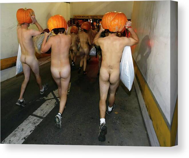 Nude Men Canvas Print featuring the photograph Nude Pumpkin Run by Rick Wilking