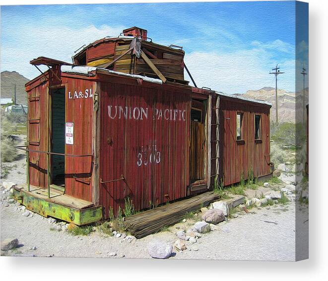 Caboose Canvas Print featuring the photograph Old Caboose in Desert by Robert Blandy Jr