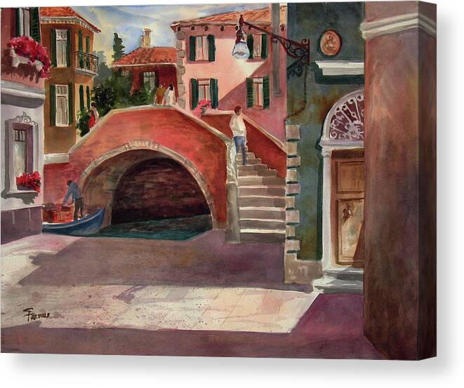 Parsons Canvas Print featuring the painting Ordinary Day - Venetian Street Scene by Sheila Parsons